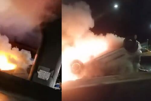 Video: carro se prendió en fuego luego de fatal accidente de tránsito