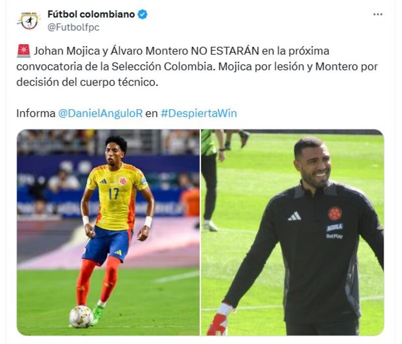 Álvaro Montero y un titular de Selección Colombia no serían convocados por Néstor Lorenzo
