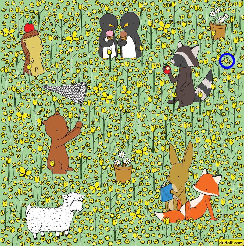 Solución al reto visual de la abeja escondida en el campo de flores |