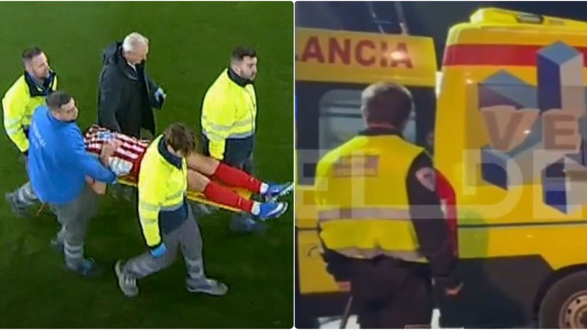 Enorme susto en España: atacante de Atlético de Madrid debió salir en ambulancia