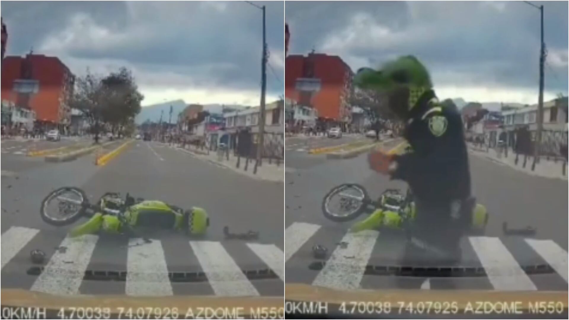 “¿Infringiendo la Ley?”: policías terminaron atropellados luego de que se saltarán un semáforo en rojo en Bogotá (Redes sociales)