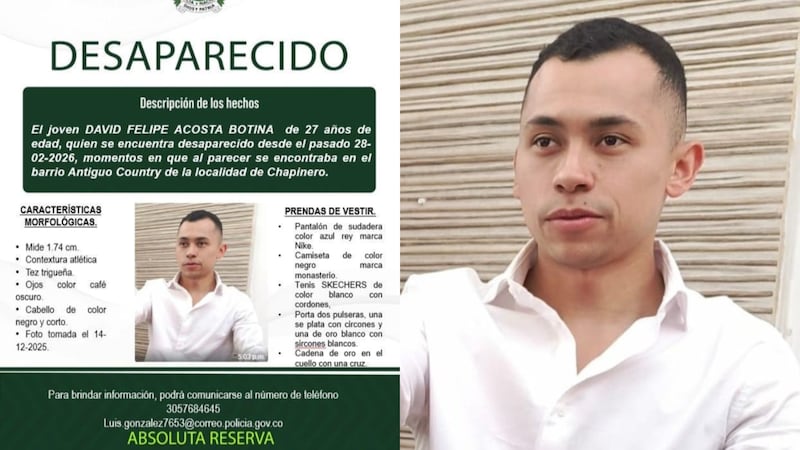 ¿Dónde está David Felipe Acosta? El joven desapareció en Bogotá, pero su celular apareció en Santa Marta