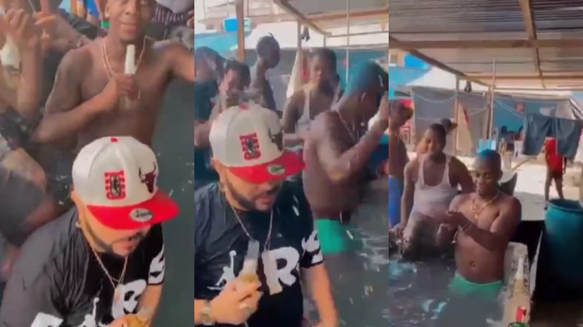 De no creer: reclusos hacen fiesta con piscina y licor dentro de un centro de detención en Buenaventura (Captura de redes sociales)