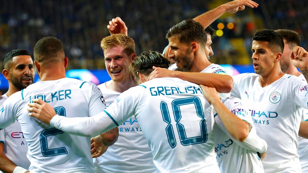 El equipo de Pep Guardiola, Manchester City, mostró su poderío ofensivo al superar con goleada al Brujas, en calidad de visitante