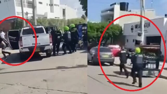 Foto escena insólita en Fonseca: capturado corre con esposas puestas y desata burlas en redes.