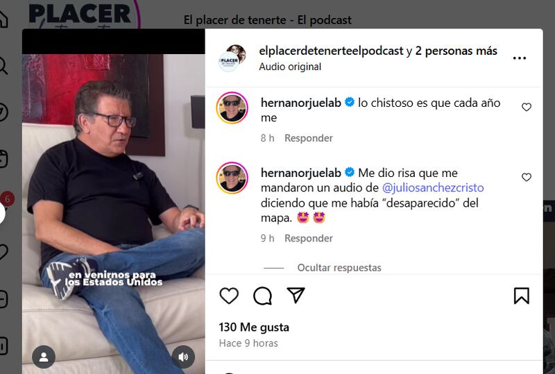 Hernán Orjuela sobre audio de Julio Sánchez Cristo