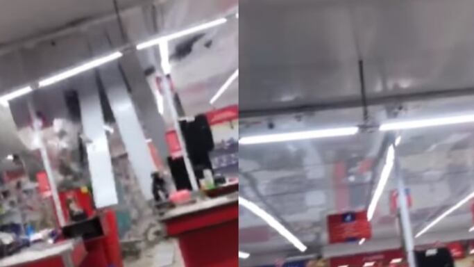 Cayó el techo de una Olímpica durante intenso vendaval y tormenta en Barranquilla.