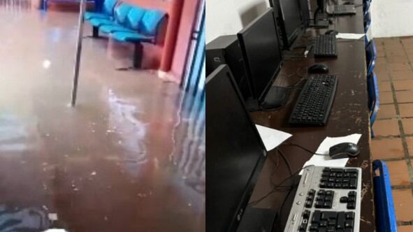 Aguacero en Cali deja sin computadores a 500 niños tras inundación en su colegio.