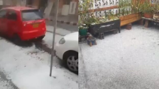 Foto impresionante granizada tiñó de blanco a Bogotá este lunes festivo.