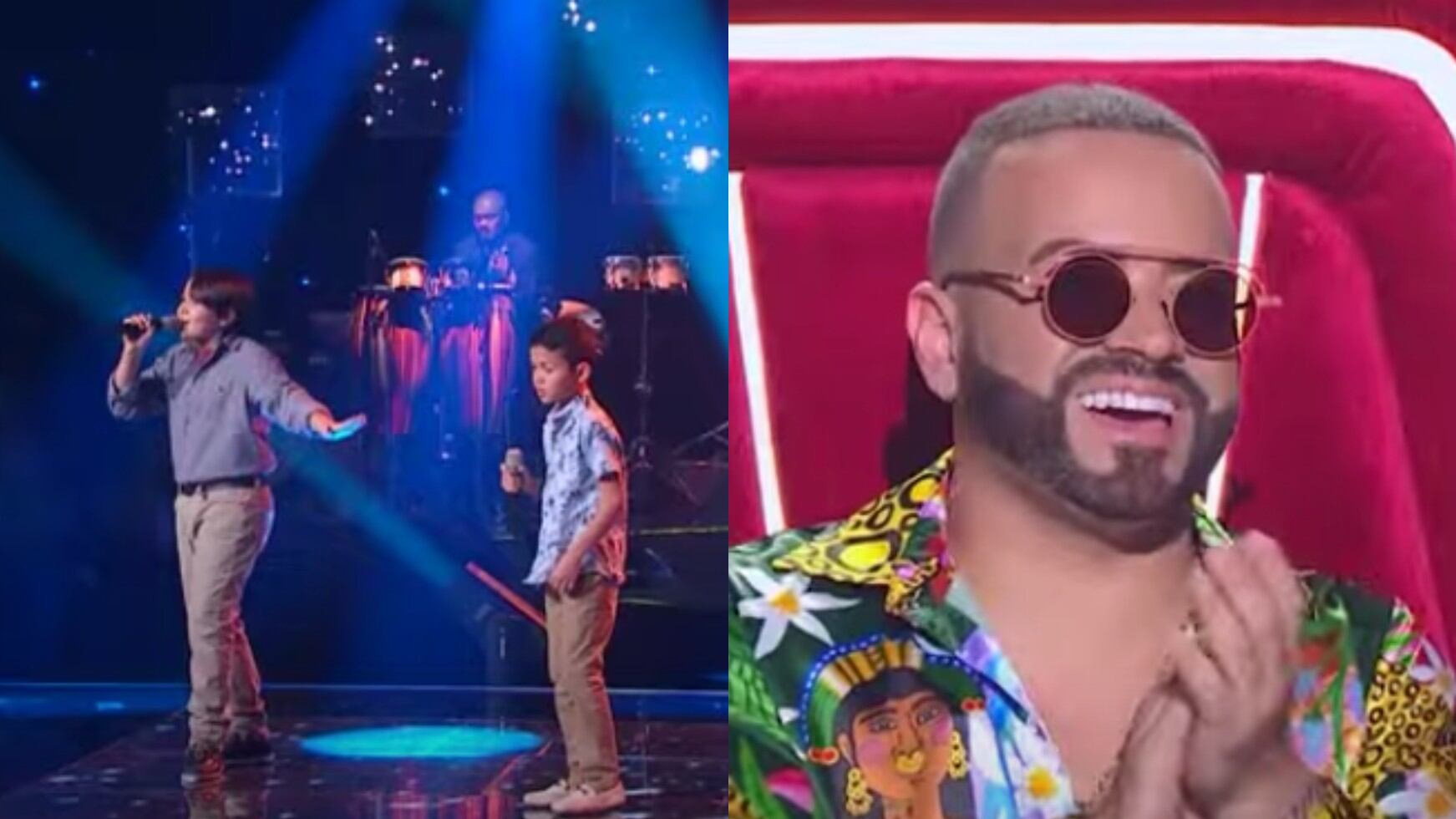 Nacho estaba muy feliz por ver que usaron una de sus canciones en las batallas de La Voz Kids.