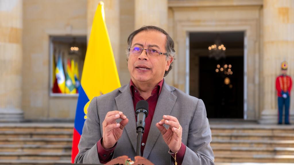 El presidente Gustavo Petro durante una rueda de prensa.