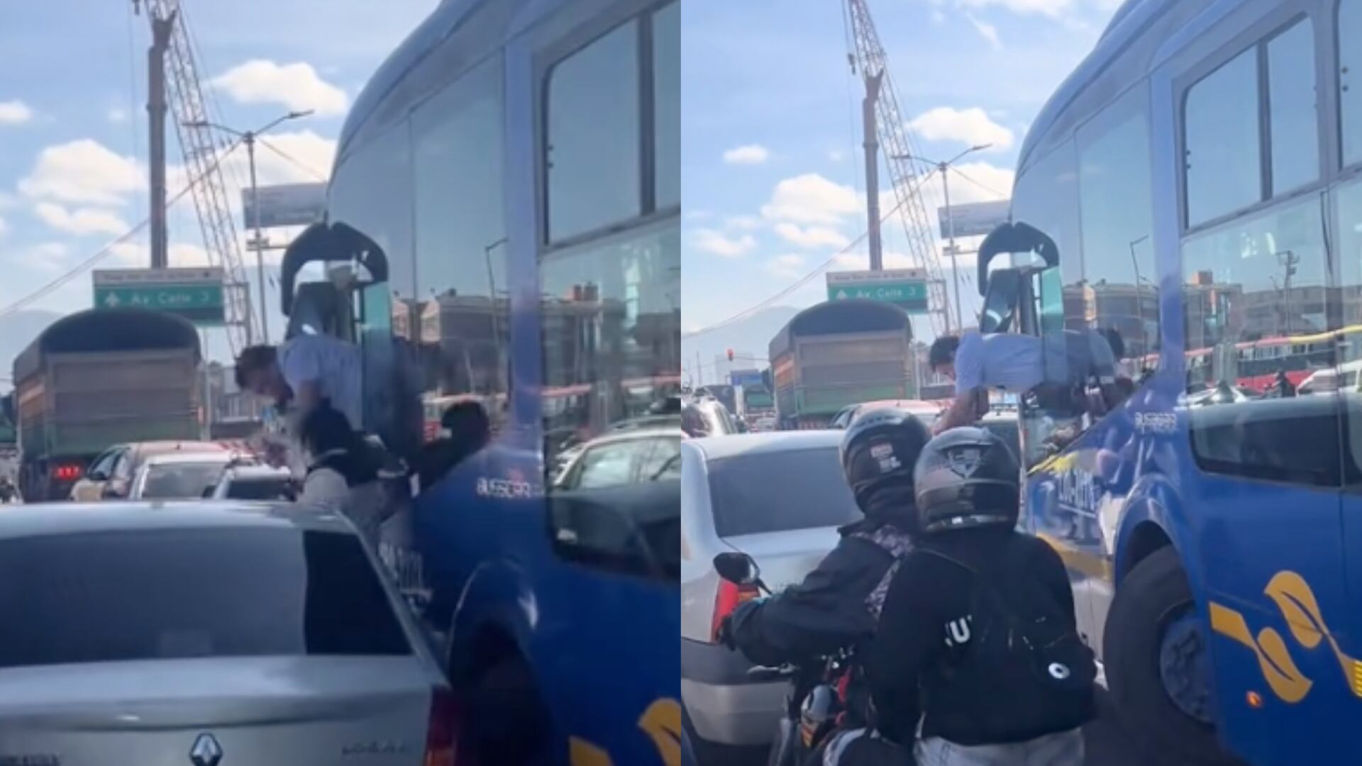 Conductor del SITP protagonizó hecho de intolerancia en Bogotá - Fotos: Capturas de pantalla de un video circulado en redes y tomadas el 16 de octubre del 2025