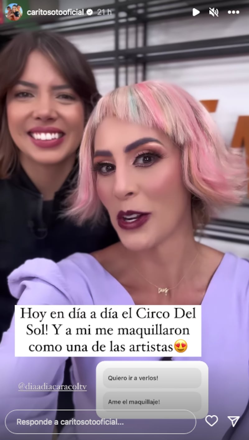 Carolina Soto maquillada como artista del circo del so