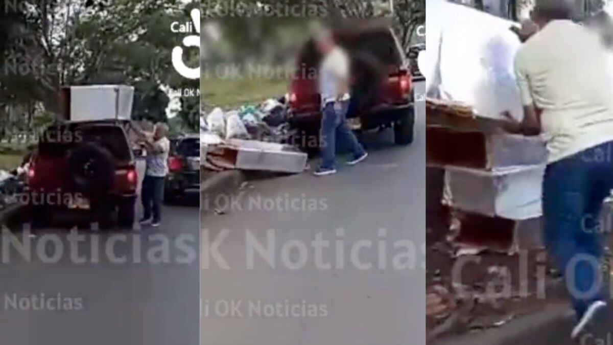Un habitante de Cali decidió utilizar las vías públicas de la ciudad como basurero y desechó grandes objetos.