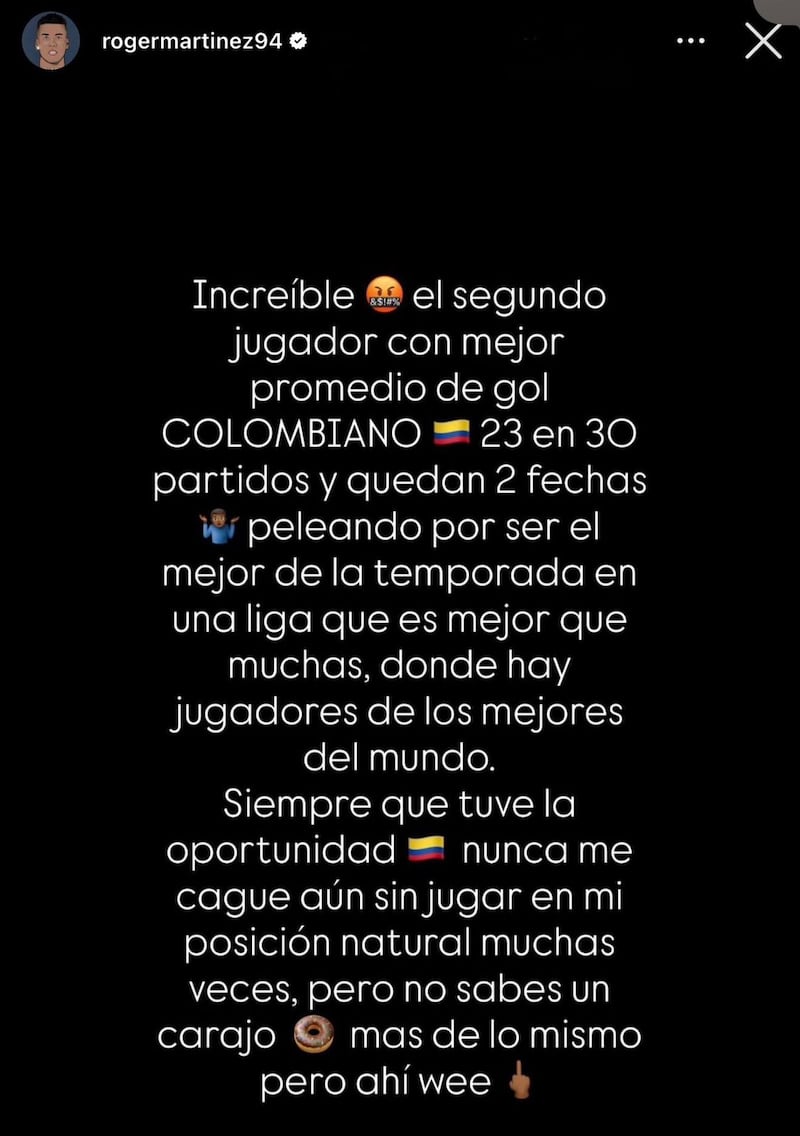 “No sabes un carajo”: Roger Martínez explotó tras quedar fuera de la prelista de Colombia para el Mundial 2026