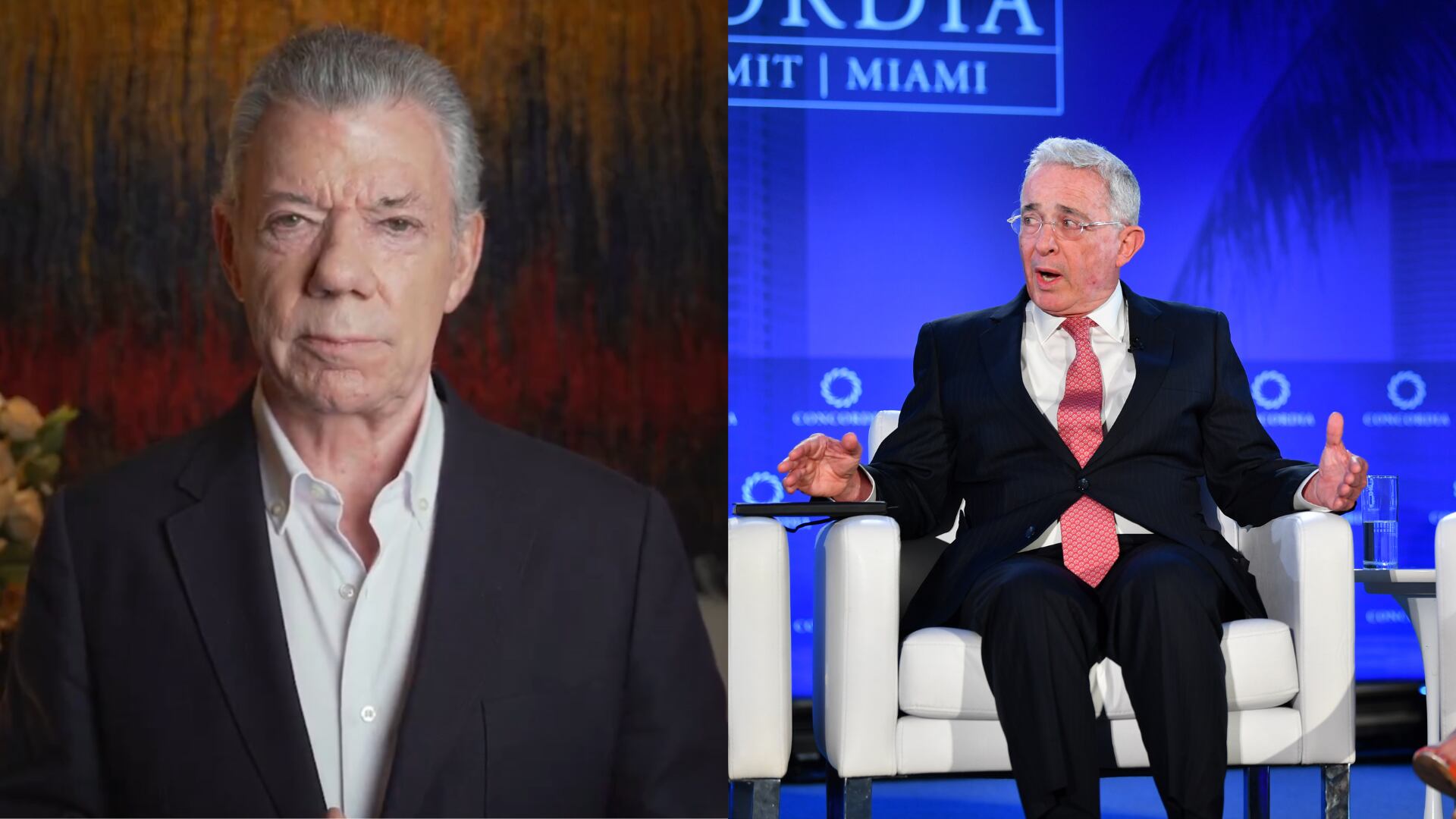 Juan Manuel Santos y Álvaro Uribe - Fotos: Captura de redes y Getty