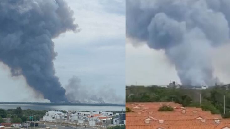 Enorme columna de humo amenaza la calidad del aire en Barranquilla.