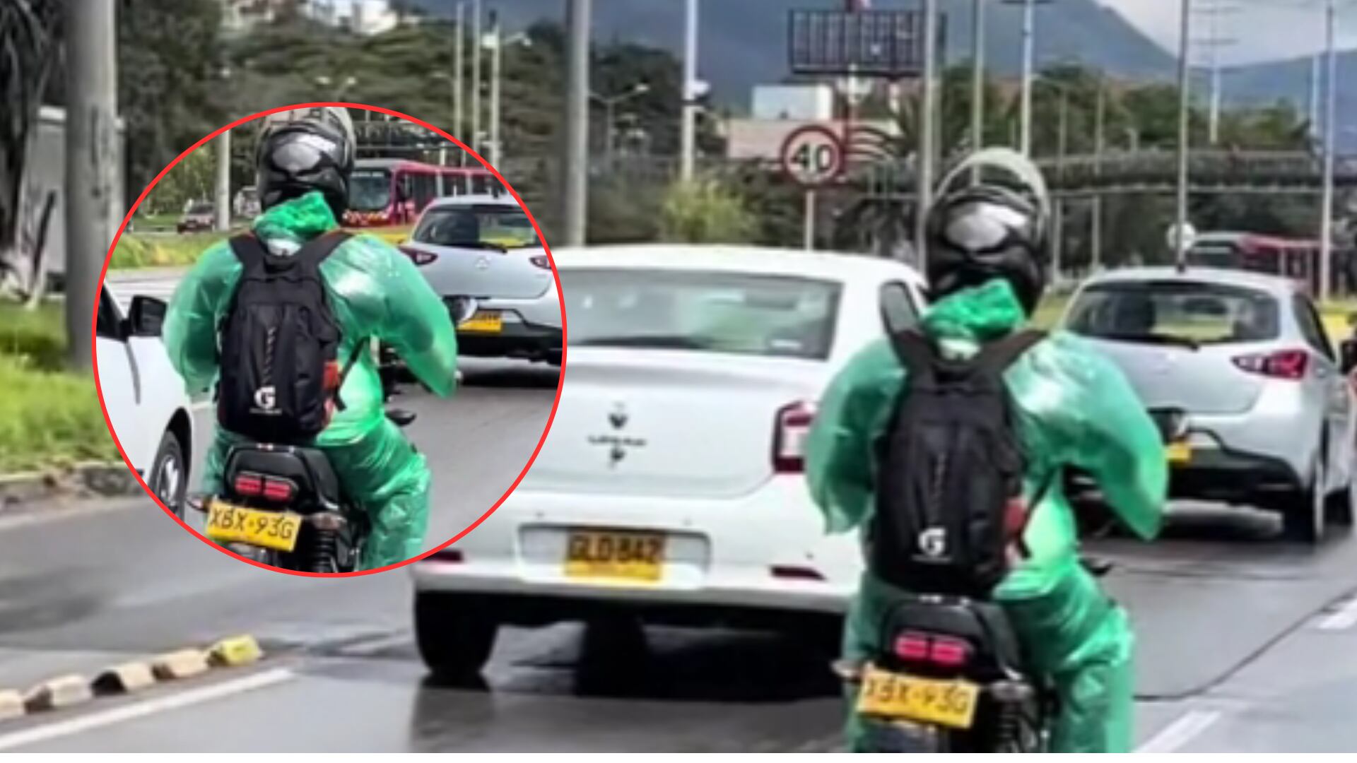 Motociclista en Bogotá prefirió andar a ‘pata pelada’ que dañar sus ‘tillos’ por el aguacero