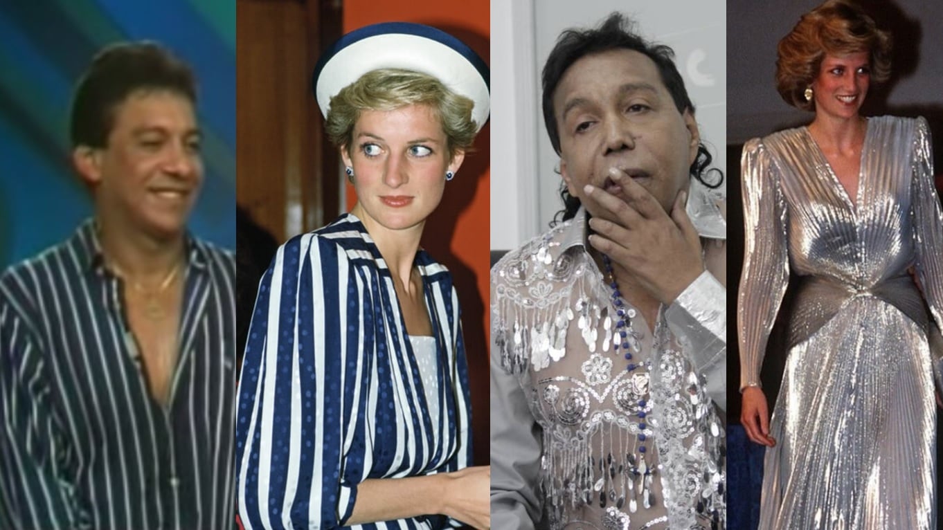 Como dos gotas de agua en algún momento lucieron Diomedes Diaz y Lady Di con sus outfits en público.