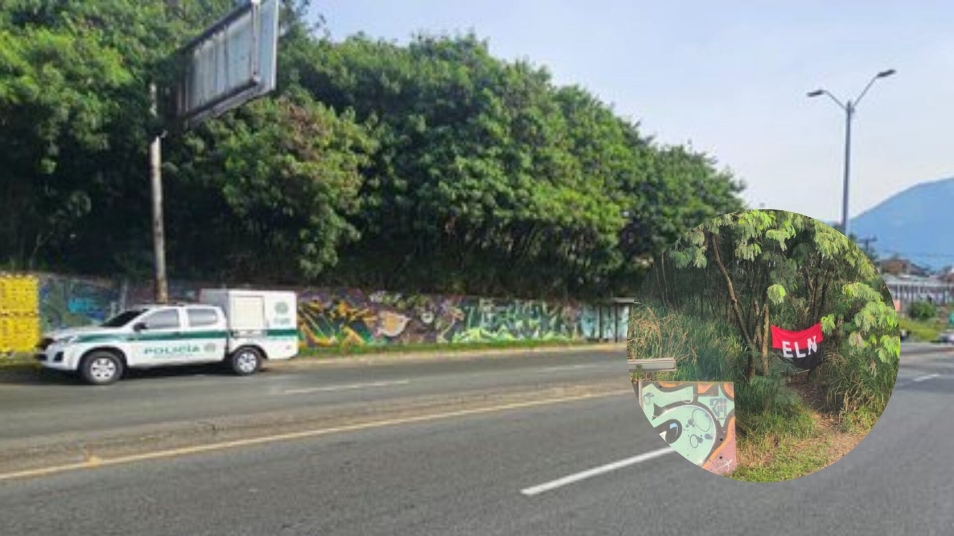 Bandera del ELN en Medellín.