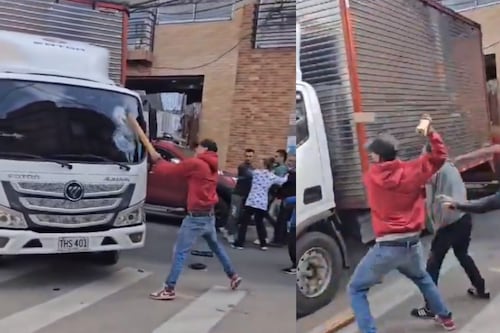 “Bonita conciliación”: graban video de pelea entre conductores de un carro y un furgón por choque simple
