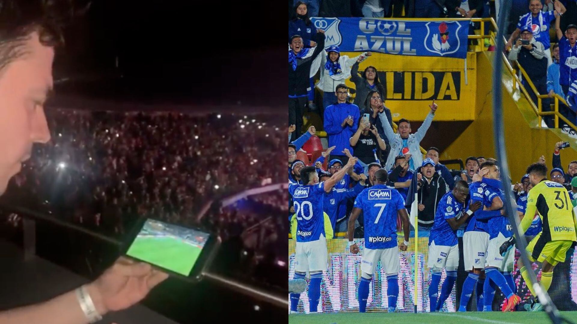Hincha de Millonarios no se quiso perder el partido de su equipo así estuviera en un concierto.
