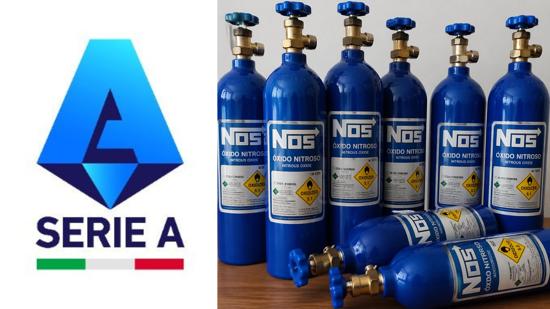 Serie A y gas de la risa - fotos: Redes de la competencia y Chat GPT el 21de abril del 2026