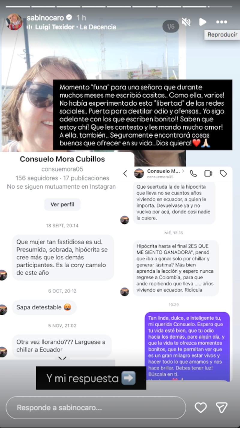 Carolina Sabino críticas en redes sociales