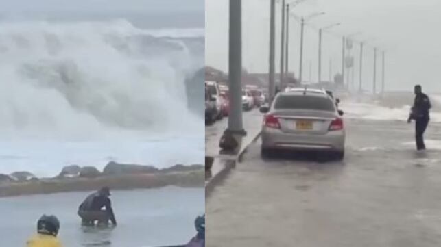 Foto frente frío obliga al cierre total de playas en el Caribe colombiano y activa alerta por mar de leva.