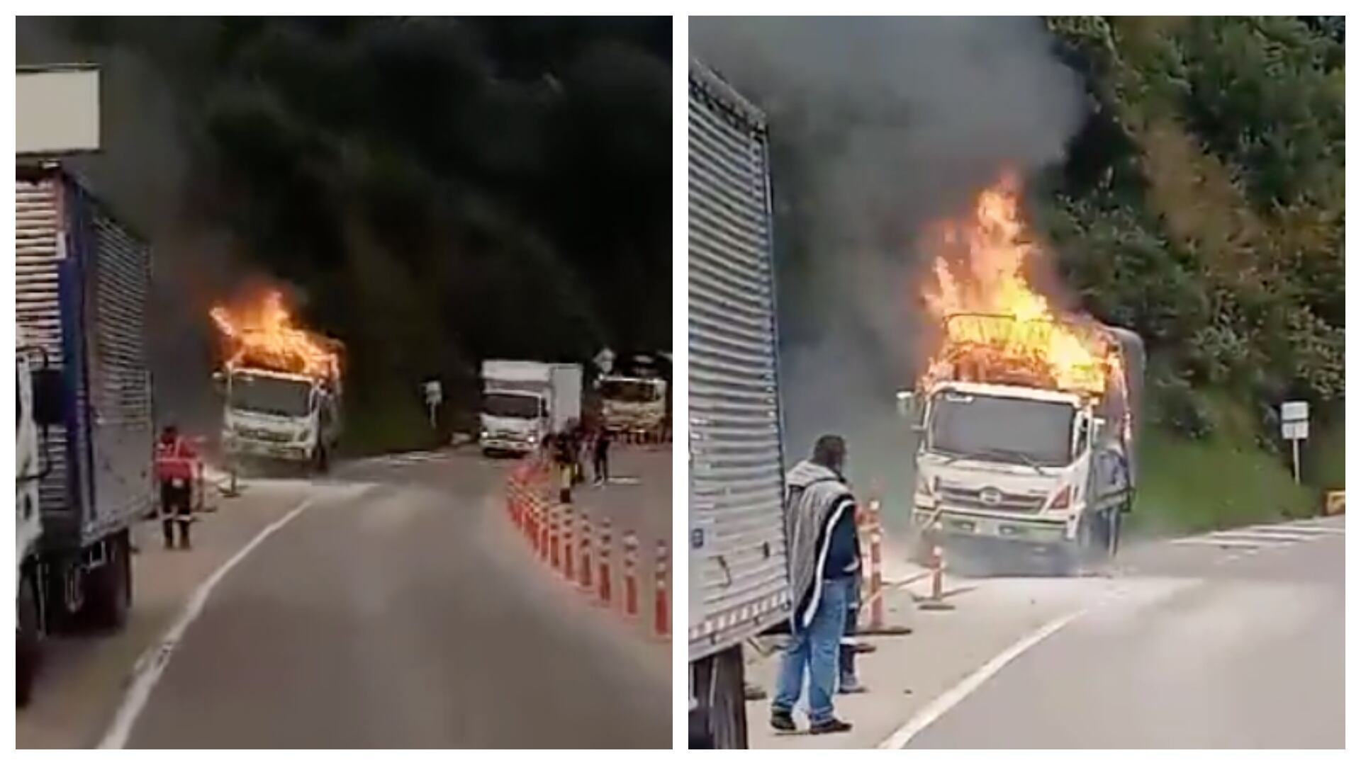 Un camión se incineró en el puente del Sisga: reportan afectación a la movilidad