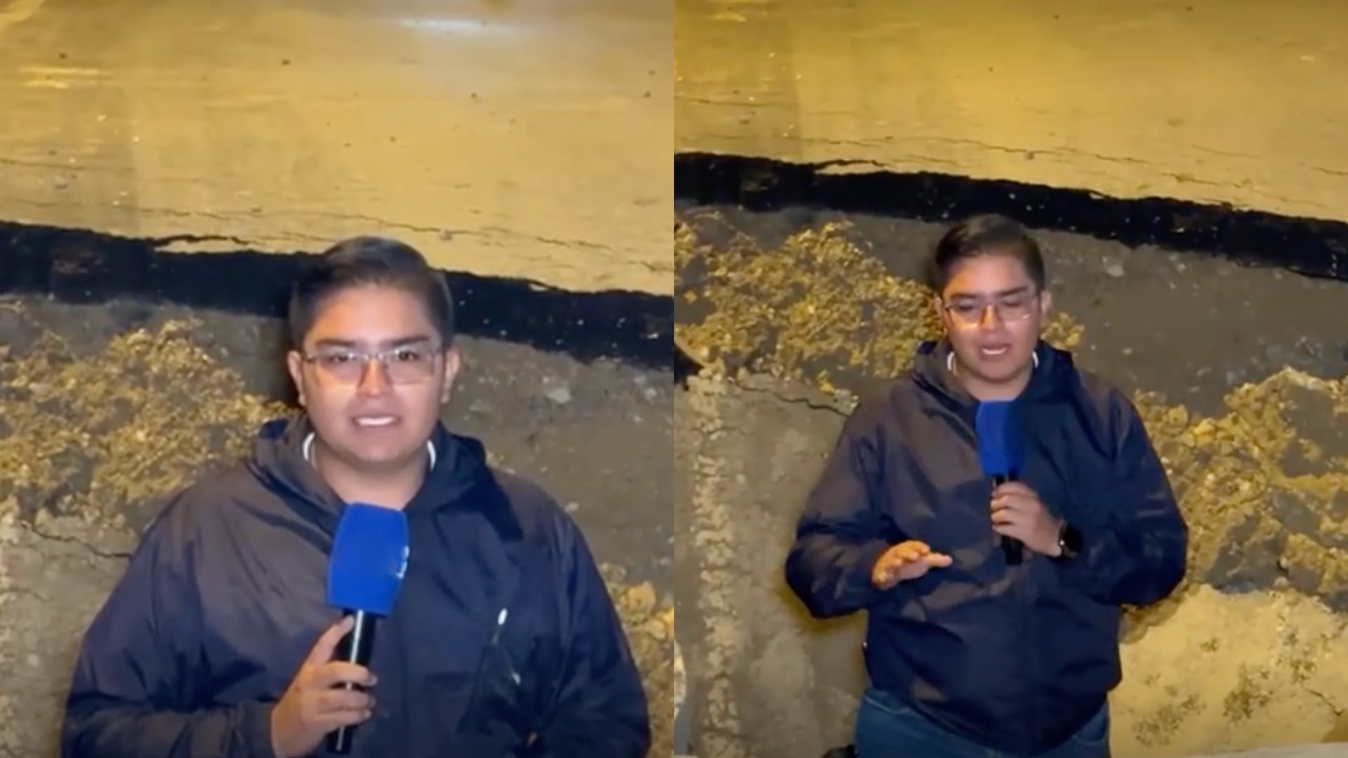 Periodista se vuelve viral por su reportaje en Soacha, al meterse en un enorme hueco en las vías del municipio