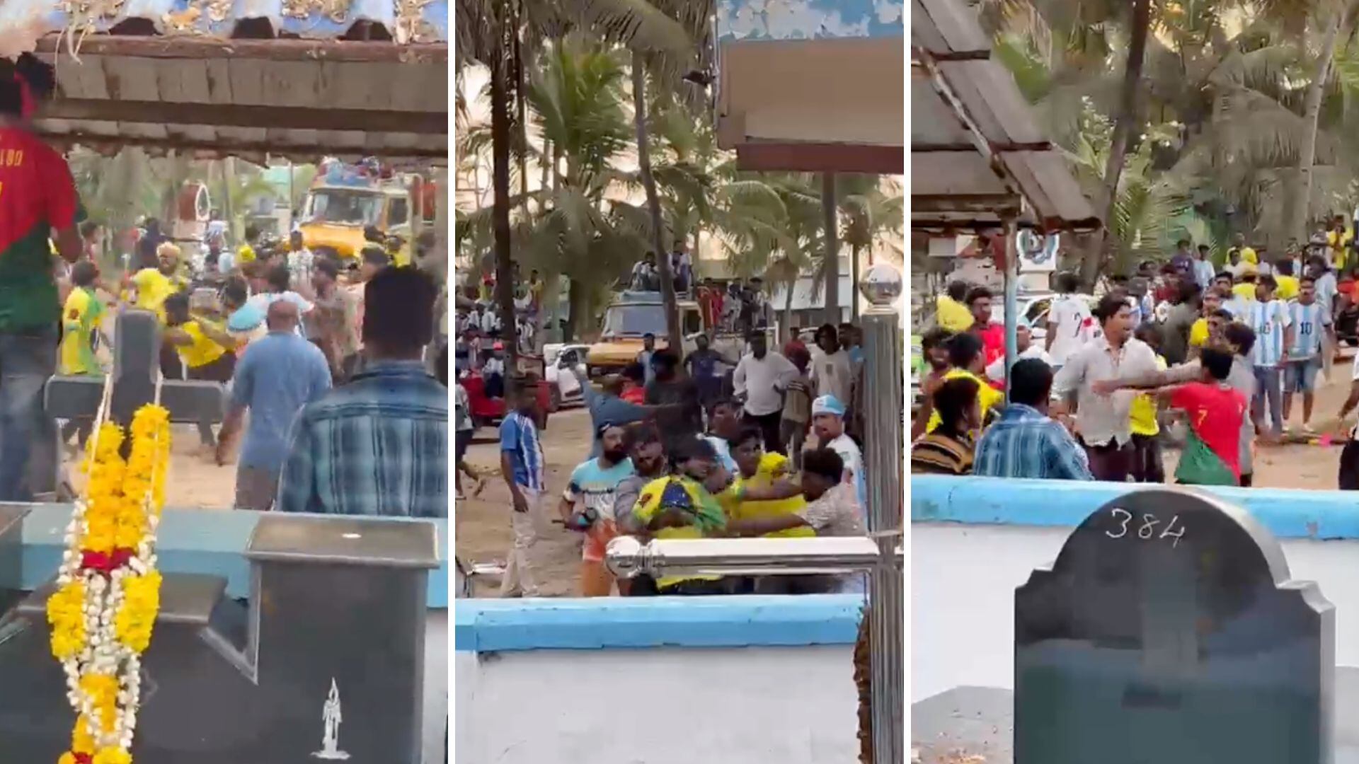 Pelea de hinchas de Argentina y Brasil.