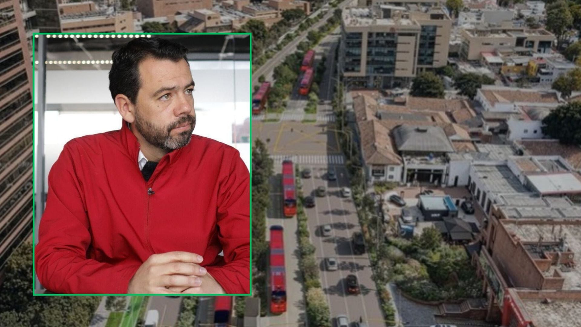 Archivo: Juan Pablo Pino (PUBLIMETRO) y Obras en la carrera Séptima. (Foto: Captura de video IDU)