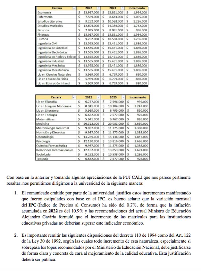 Comunicado estudiantes U. Javeriana - paro indefinido