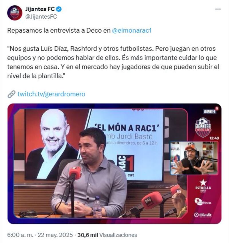 A Deco, director deportivo del Barcelona, le gusta Luis Díaz, sin embargo, hay un gran reparo