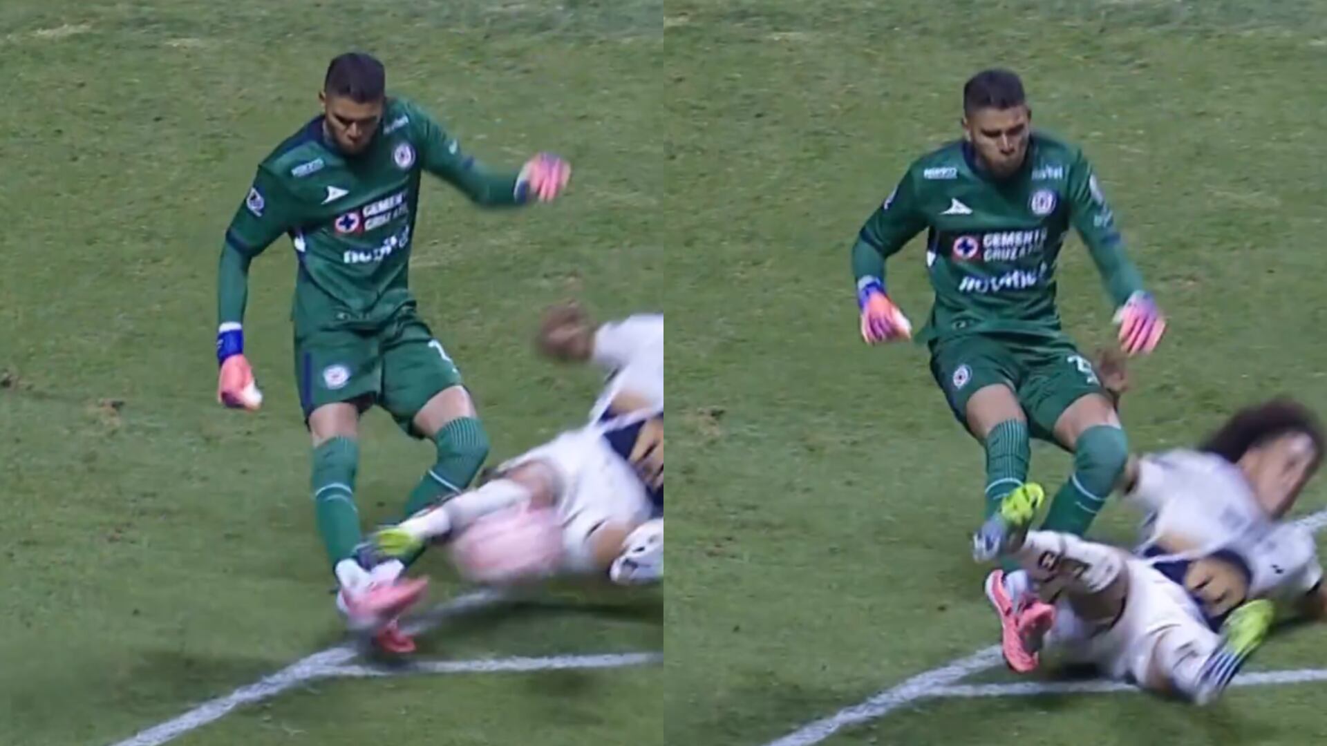 Kevin Mier - Fotos: Transmisión oficial del partido entre Cruz Azul y Pumas tomada el 9 de noviembre del 2025