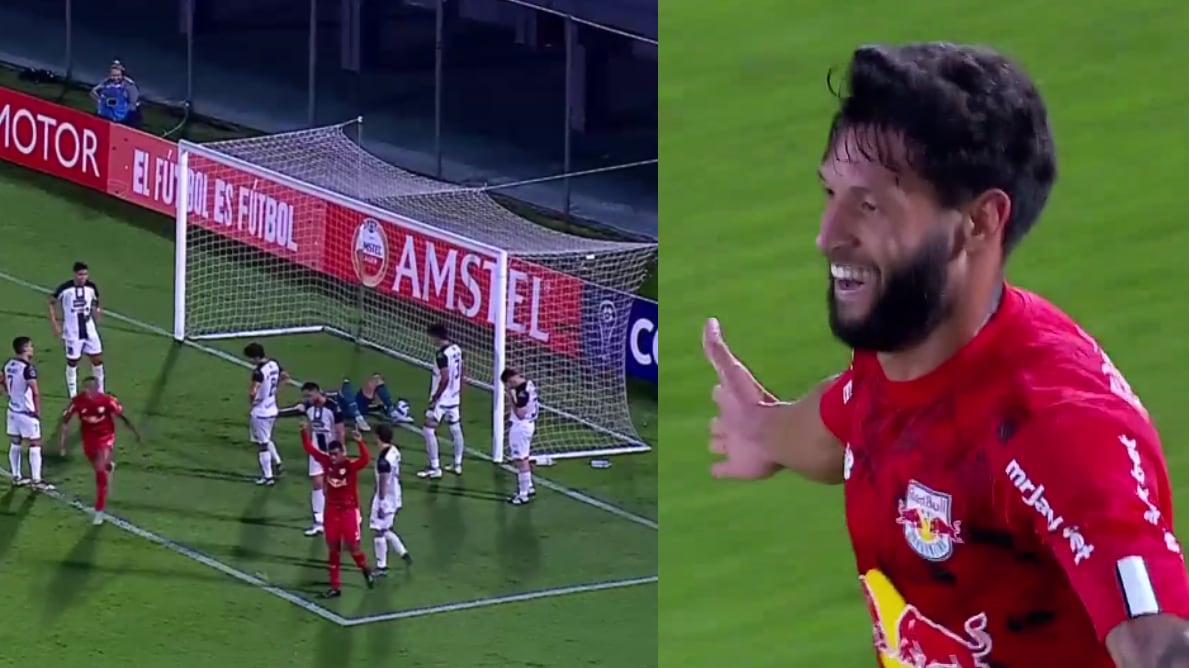 Golazo olímpico del Bragantino en Copa Sudamericana