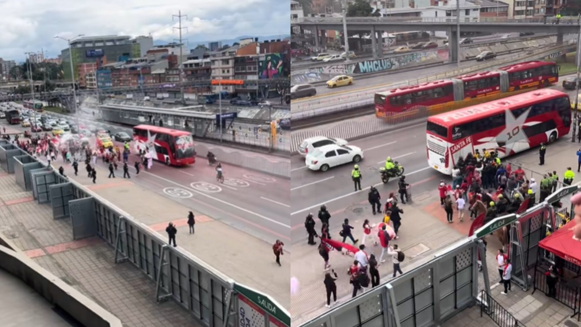 Llegada de Santa Fe Femenino a El Campín - Fotos: TikTok @DanielBarbosa tomado el 14 de septiembre del 2025