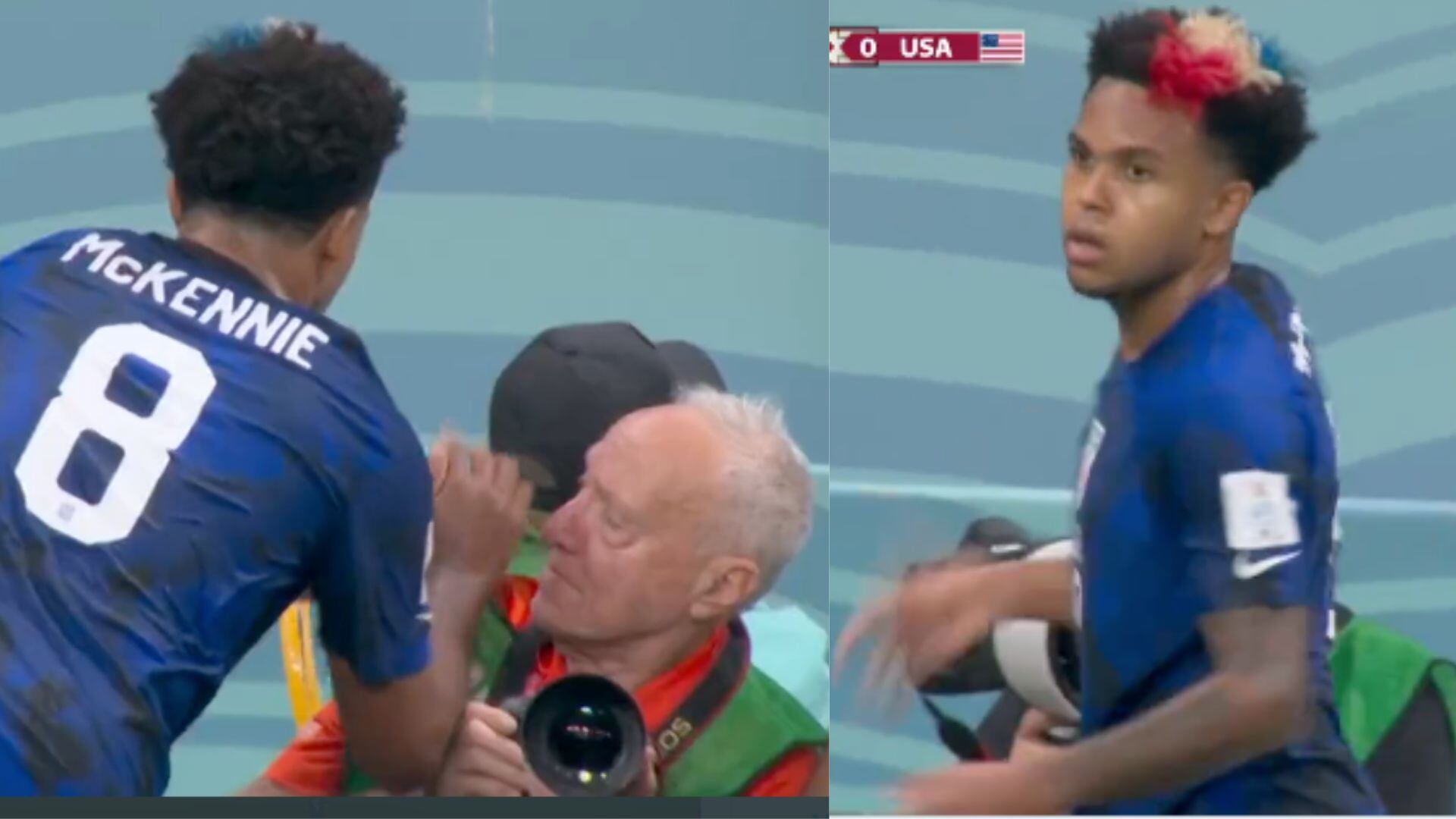 Weston McKennie y su paticular forma de limpiarse las manos.