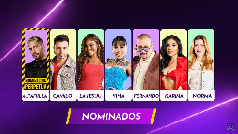 Placa de nominados de ‘La casa de los famosos Colombia 2’