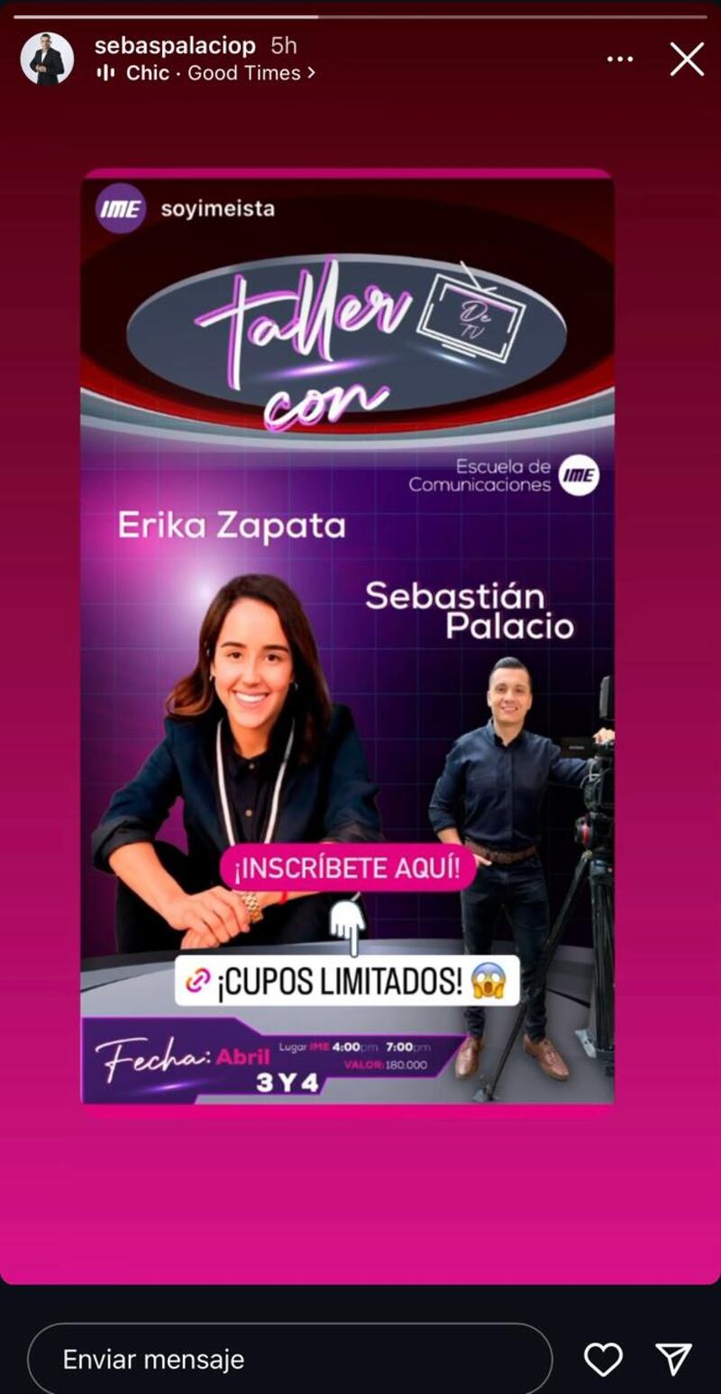 Erika Zapata y Sebastián Palacio de Noticias Caracol harán parte de un taller de periodismo.