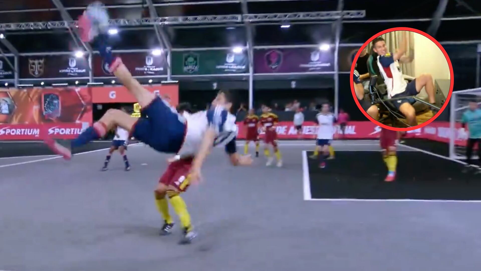 Chilena de Giovanni Moreno en la Kings League que puso a festejar a James Rodríguez