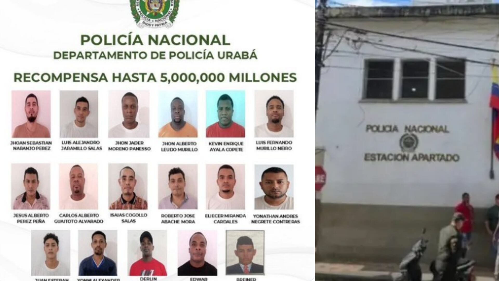 18 sindicados se fugaron en Apartadó por un hueco en la pared: ofrecen recompensa (Redes sociales - 14 de octubre de 2025)