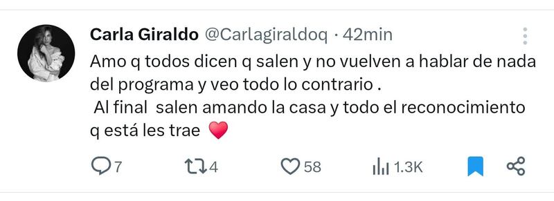 Carla Giraldo habla de ciertos participantes de 'La casa de los famosos'