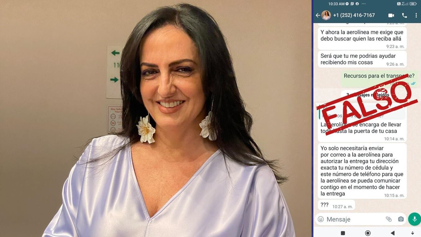 Con una captura de pantalla la senadora María Fernanda Cabal denuncia lo que sería un intento de estafa.