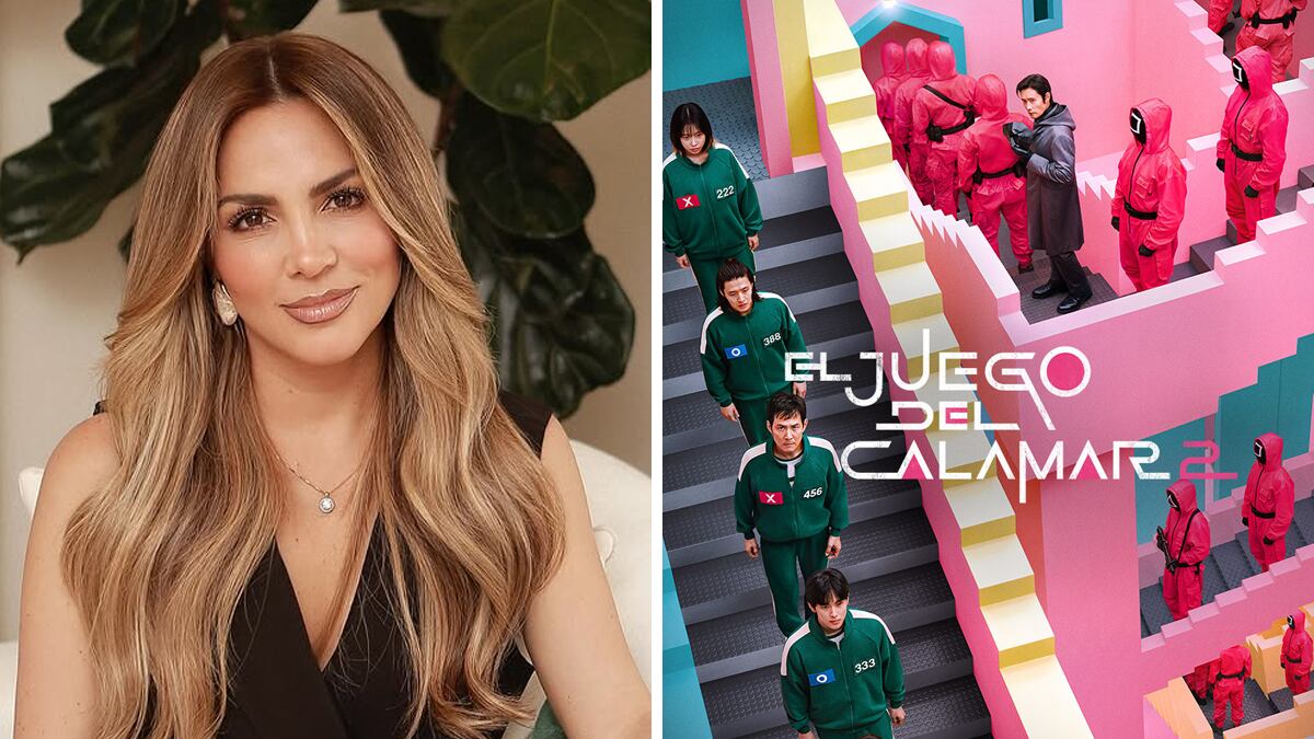 Mabel Cartagena junto a un póster de la segunda temporada de 'El juego del Calamar'