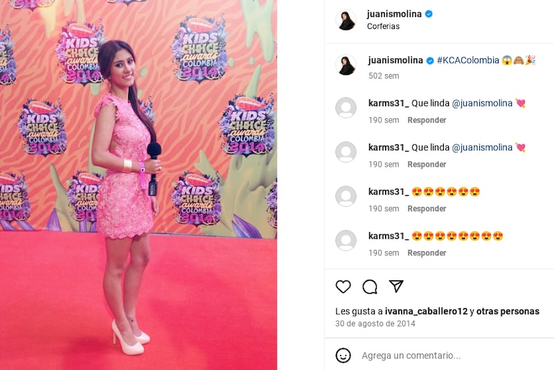 Juanita Molina como presentandora en los Kids Choice Awards Colombia.