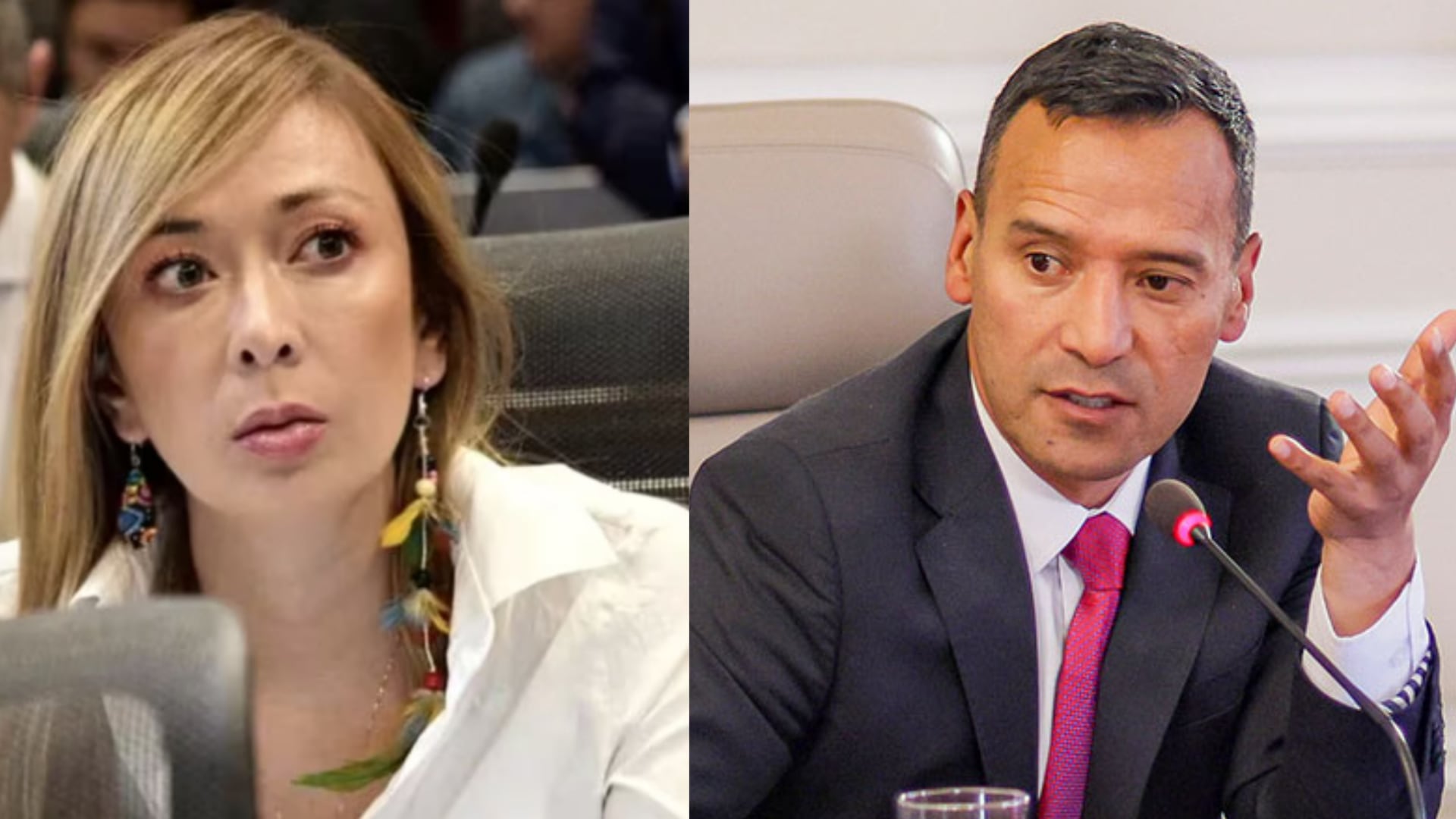 La representante a la Cámara Katherine Miranda y el ministro de Defensa, Pedro Sánchez