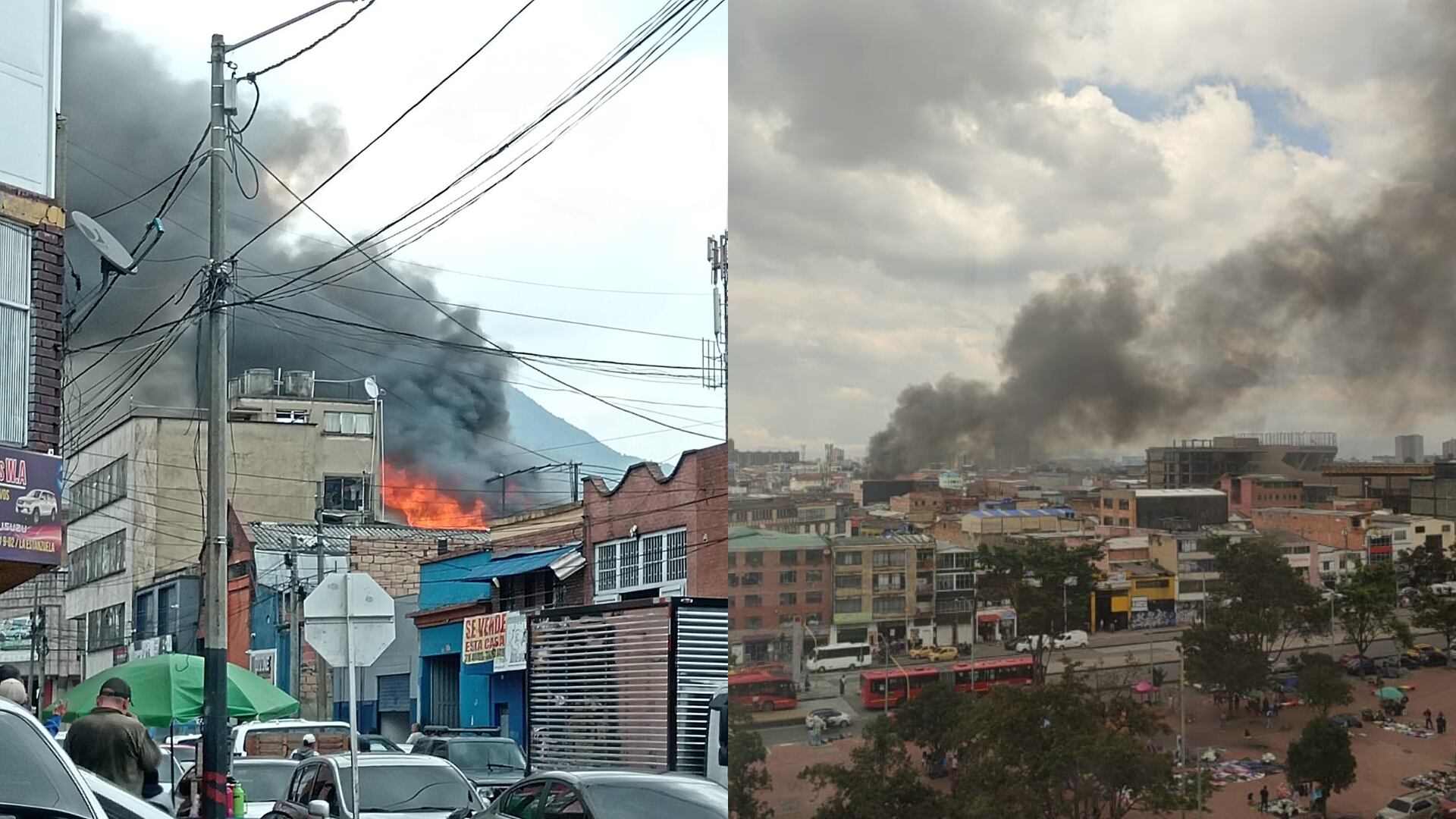 Incendio en el centro de Bogotá pone en alerta a la ciudad: bomberos atiende la emergencia