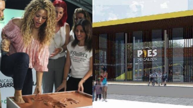 Shakira en 2018 ponía su huella para la primera del colegio Nuevo Bosque en Barranquilla.